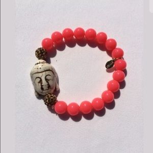 EXPRESS Bracelet Coral Beads with Beige Stone